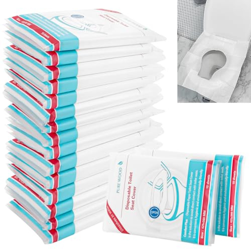MUXHEL 200 Stück Einweg Toilettenauflage, Einweg Toilettensitzbezug, Toilettensitzbezüge, Spülbare Toilettenauflage, Spülbare Toilette Auflage, WC Papiersitze, für Reisen, Geschäftsreise (42 x 36cm)