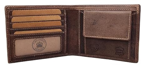 Frédéric&Johns ® - Portefeuille Homme Cuir Vintage RFID - Modèle Earth en Cuir Véritable (Brun)