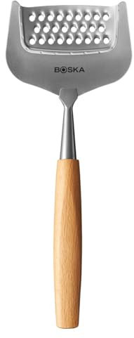 BOSKA Käsereibe Amigo – Handreibe für Käse & Gemüse – Edelstahlklinge – Buchenholzgriff