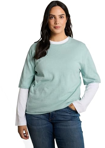 TOM TAILOR Damen Plussize Kurzarm-Pullover mit Kaschmir