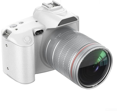 Fotocamere fotografiche digitali 4K, fotocamera digitale reflex D5 WiFi, con doppio obiettivo da 64 MP, zoom anti-shake 16x, touch screen da 3 pollici per controllo dell'angolo (bianco)