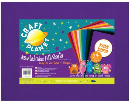 Craft Planet 9 x 12 Acrylic Felt, Assorted Pack Craft Felt Sheets, Coloured Sheets, Felt Crafting Fabric, Stick With Glue Adhesive Pritt Stick, Felt Crafting Fabric For Sewing, Patchwork, Craft