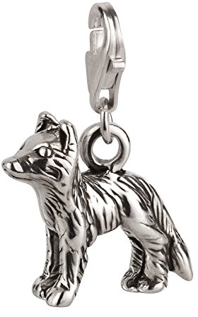 Charm Anhänger Hund Border Collie aus 925 Sterling Silber (17x15mm)