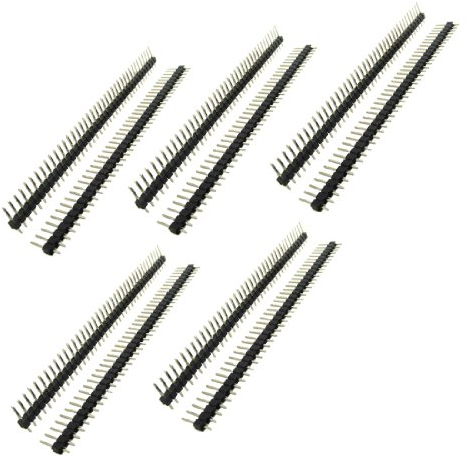 Sourcingmap 10 Pcs 40 Pin 2.54mm Pitch Straight Single Row Breadboard Headers