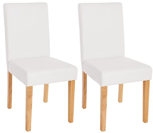 2er-Set Esszimmerstuhl Stuhl Küchenstuhl Littau - Kunstleder, weiß matt, helle Beine