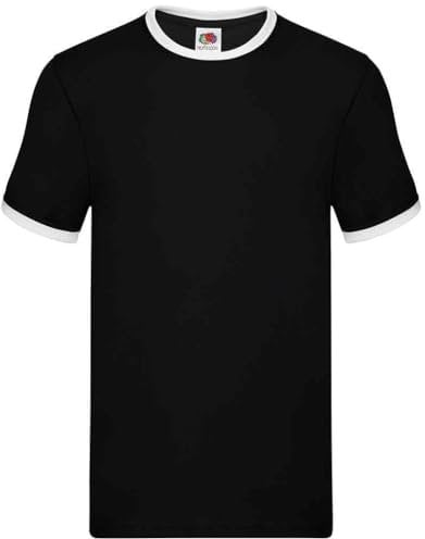 Fruit of the Loom Ringer T-Shirt SS168 (L, White / Black)