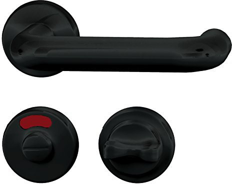 Alpertec Kunststoff - R für Badtüren WC mit Sperrriegel inklusive Befestigungsmaterial, schwarz, 40130250