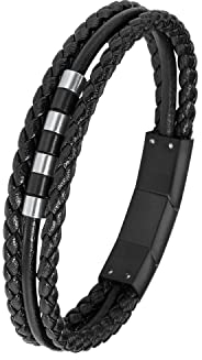 s.Oliver Armband Edelstahl Leder Jungen Kinder Armschmuck, 16,5+1,5 cm, Bicolor, Kommt in Schmuck Geschenk Box, 2018842