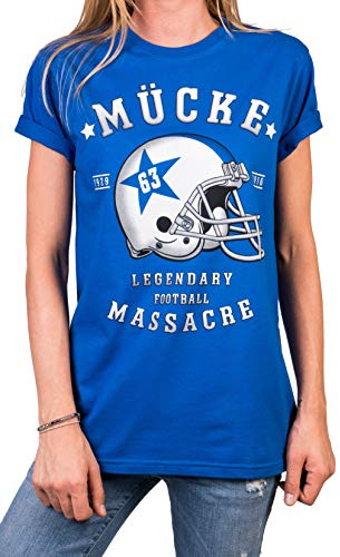 MAKAYA Mücke 63 Shirt für Damen blau - American Football Trikot mit Helm - Bud Oversize Top Große Größen S