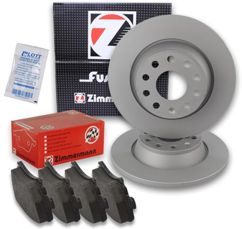 ZIMMERMANN Bremsscheiben + ZIMMERMANN Bremsbeläge hinten Klötze Bremse Bremsenkit Komplettset Hinterachse