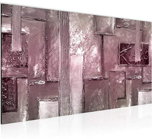 Runa Art Wandbild Abstrakt 1 Teilig 100 x 40 cm Modern Bild auf Vlies Leinwand Gemälde Wohnzimmer Schlafzimmer Lila Violett 018912c