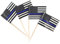 Banderas de policía estadounidense de línea azul fina, 100 unidades, bandera de la policía americana, bandera de palillo de dientes, pequeñas banderas de palo, decoración de fiesta, celebración de