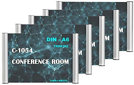 TUKA-i-AKUT 5pz A4 Placa para puerta, placas transparente, robusto señal puerta de oficina, letrero 297mm x 210mm, letrero de información, Montaje Atornillado o Fijación Adhesiva, TKD8302-A4-5x