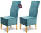 SCHEFFLER-Home Stretch Stuhlhussen Samt Puma Velvet/Velours Stuhlhussen 2er Set Türkis/Stuhlabdeckung als Stuhlhussen Schwingstühle/Spann-Stuhlhussen Lang/eleganter Chenille Stuhlüberzug