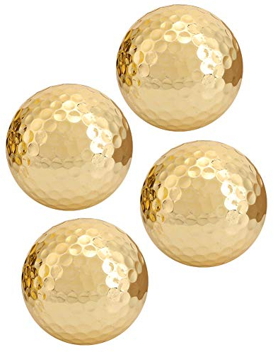 Keenso Golfball 4 Stück Tragbar Doppelschichtvergoldung Zubehör Golden Golfball