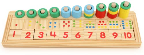 Boxiki kids Holzpuzzle Zahlen zum Lernen & Spielen - Mathe zum steigern der Intelligenz - Montessori, Kindergarten & Vorschule Spielzeug für Kinder ab 3 Jahren.