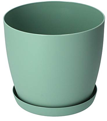 KADAX Pot de Fleurs 20 cm en Plastique avec Soucoupe et Finition Mate Élégante, Cache-Pot pour Une Décoration Intérieure Raffinée et Moderne (Vert)