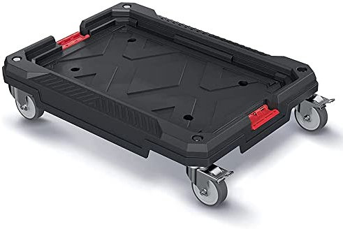 Kistenberg Transporthilfe Rollbrett Transportroller Kistenroller (Belastbarkeit bis 120 kg, Feststellbremse, Kunststoff, kompatibel: X-Block und Modular Solution, 585 x 440 x 145 mm)