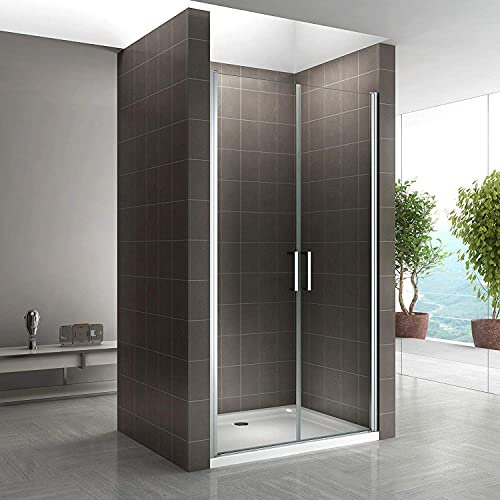 Porte de douche 80x180 cm verre TRANSPARENT - ajustable de 80 à 83 cm
