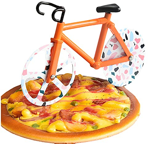 Edelstahl Pizzaschneider Pizzaschneider Lustig Kreativ Pizzaroller Pizzaroller Hochwertig Pizzarad Edelstahl Pizzarad mit Ständer Fahrrad Pizzaschneider von Pizza Waffeln Pfannkuchen und mehr