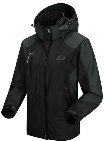 donhobo Damen Wanderjacke Outdoor Jacke Leichte Übergangsjacke Winddichte Jacke Wasserdicht Regenjacke Atmungsaktiv Funktionsjacke mit Abnehmbarer Kapuze