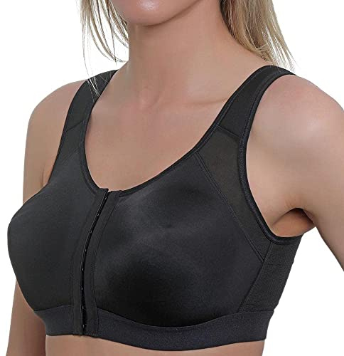 Gemm New Ladies Black Plus Size High Impact Wire Free Sports Bra Non Wired Front Fastening (40 H)