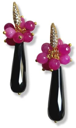 Orecchini fucsia e neri in pietre dure