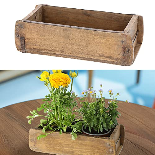 Cepewa Holzkiste Ziegelform Vintage Used Look | 30x9x15cm Altholz Metallbeschläge | Holzbox Dekokiste Aufbewahrung (1 x Holzkiste Ziegelform)