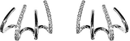 ZMKY Frauen Creolen Glänzende Vier Krallen Ohrringe Silber Nadel Ohrstecker Kreative Geometrische Ohren Dekoration Modeschmuck