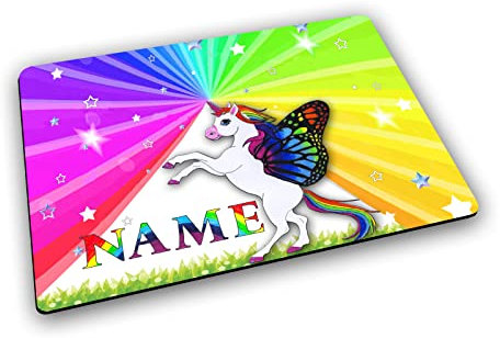 Textil Tischset mit Name/Gummirückseite/Platzdeckchen Platzset/personalisiert (Einhorn)