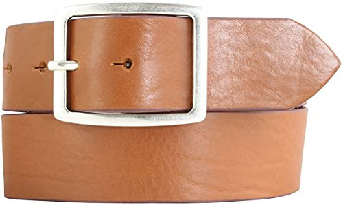 BELTINGER Jeansgürtel aus Vollrindleder mit Doppel-Schnalle 4,5 cm | Leder-Gürtel für Damen 45mm | Breiter Ledergürtel | Tabac 85cm