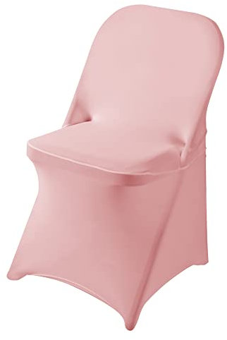 Ascoza Confezione da 6 coprisedia pieghevoli in spandex rosa antico in tessuto elasticizzato lavabile per matrimoni, feste, vacanze, celebrazioni e altri eventi speciali