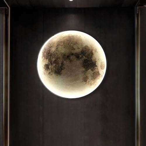 GUANSHAN Simulation Mond Wandbeleuchtung Wandlampe LED Licht Luxus Nachttischlampe Wandlampe Dekoration Hintergrund Wandlampe Korridor Eingang Wandlampe für Schlafzimmer, Wohnzimmer, 30CM/11.9''