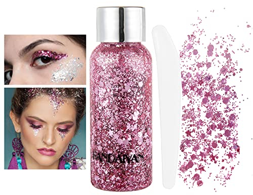 Glitter Body Gel Brillantini Make Up Glitter Liquidi Festival Glitter Makeup Sparkle Glitter per Viso Occhi Labbra Capelli Corpo Masquerade Halloween Party Rosa