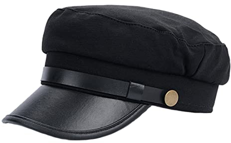 Bamboopack Schwarzer Chauffeur-Hut, Retro, flache Kappe, Premium-Fußmann, Newsboy, Fahrer, Kostüm, Hut für Männer und Frauen, Alltag, Reisen, Mottoparty