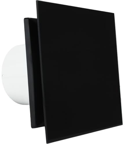 VENTS CRYSTALIS 4 inch Stylish Black Glass Cover Silent Extractor Fan with Timer For Bathroom Shower Wet Rooms to Control Humidity Moisture Mould Elimination Fresh Air Ventilation