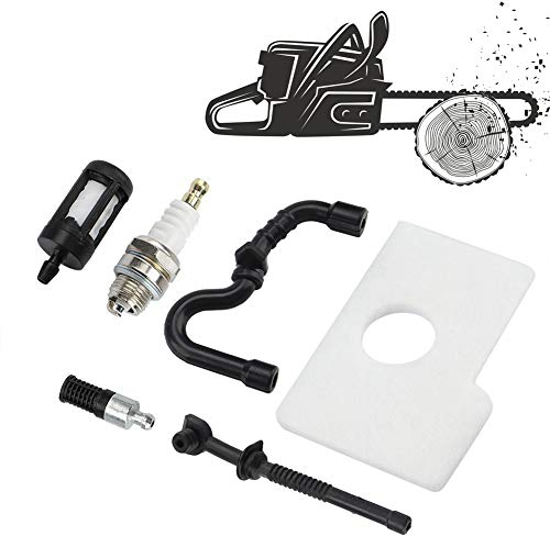 Akozon Componenti Upstart Catena Ms 170, Kit Tappi per Motosega 017 018 Ms170 Kit di Manutenzione Ms170 Motosega MS180 Filtro Olio Combustibile Aria e Scintilla