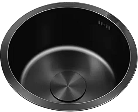Fregadero Redondo Fregadero Bajo Encimera Fregaderos De Bar Fregadero De Cocina Negro Fregadero Redondo De Estudio Fregadero Negro De Acero Inoxidable (S : 28cm)