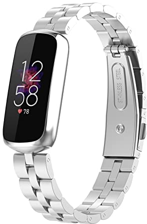 KAREN66 Armband Kompatibel mit Fitbit Luxe Armband Metall Ersatzarmband Wasserdicht Edelstahl Replacement Wrist Strap Zubehör Uhrenarmband für Fitbit Luxe (Silber)