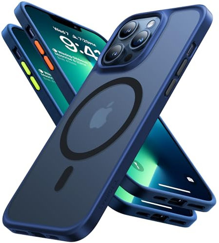 TORRAS for iPhone 13 Pro Max Case, Compatible with MagSafe [12FT Military Shockproof] [20W Safe & Fast Charging] Slim Matte Translucent Hard Back Magnetic Cases for iPhone 13 Pro Max Cover Armor Blue
