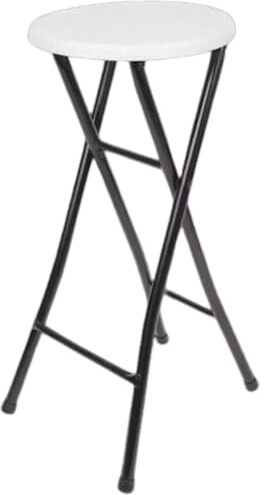 DRULINE 70 cm 4X Klappbarer Barhocker - Stabiler, belastbarer Tresenstuhl, Barstuhl 100 KG, Metall/Kunststoff, Elegantes Design in Schwarz/Weiß, Perfekt für Küche, Bar & Events