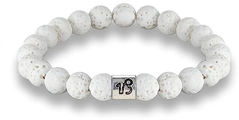 Steinbock-Sternzeichen-Armband – 12 Sternzeichen-Sternbild-Anhänger, 8 Mm Perlen-Armbänder, Handgefertigte Vintage-Armbänder Aus Weißen Lavasteinen, Elastische Armreifen Für Damen, Schmuck, Ges