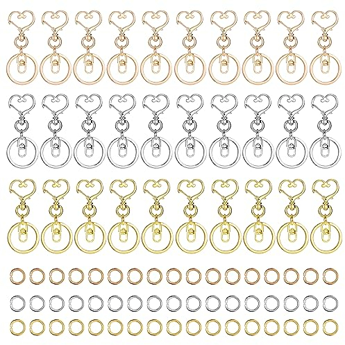 Schlüsselanhänger Karabiner Haken, 30 Stück Herz Metall Schlüsselbund Schlüsselringe Schlüsselclips Karabinerverschluss zum DIY Kreative Basteln, Schmuck, Handtaschen, Nähprojekte