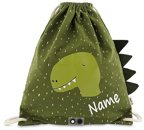 Elefantasie Turnbeutel mit Name personalisiert von Trixie Sportbeutel Schwimmtasche für Kinder mit Tiermotiv und Wunschnamen bedruckt Dino