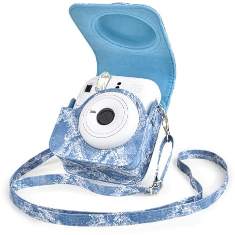 Rieibi Camera Case Compatible with Fuji Instax Mini 12 -Carry Case for Fujifilm Instax Mini 12 Instant Camera - Fuji mini 12 Bag Cover with Strap - Denim Blue