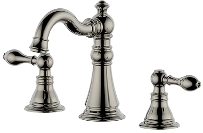 Derengge F-8805-PN 20,3 cm breiter Badezimmer-Wasserhahn, Zwei-Griff-Badezimmer-Waschbeckenarmatur mit Pop-Up-Ablauf, erfüllt cUPC NSF 61-9 AB1953, poliertes Nickel-Finish