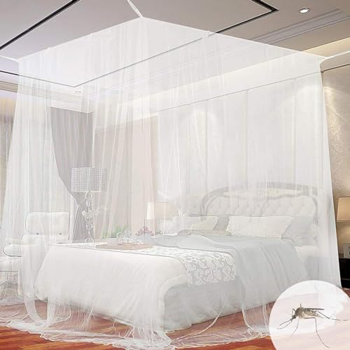 Moustiquaire de Lit Carrée, Moustiquaire Carrée Universelle, Grand Carrée Moustiquaire, Adaptée à la Plupart des Types de Lits, pour se Protéger Efficacement des Moustiques- Blanc (200 * 200 * 180cm)