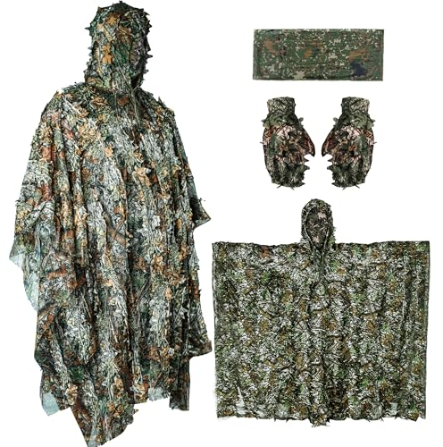 NorthSpoor Ghillie Suit,Outdoor 3D Bl?tter Camouflage,Tarnkleidung f¨¹r Jagd CS,Camping Outdoor,Airsoft, Wildlife Fotografie, Halloween