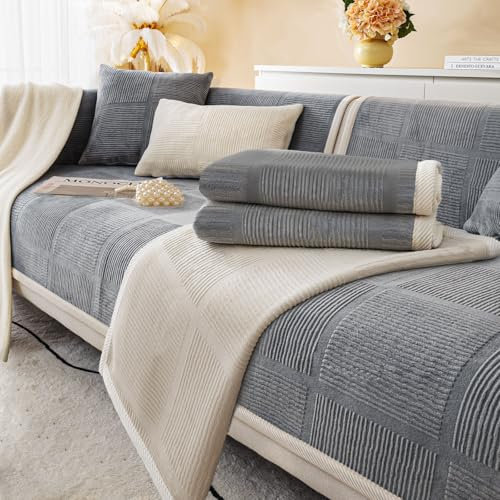 BXAEYIPOR Couch Überzug,Sofa Überzug,Sofa-Schutzhülle mit Rutschfester Unterlage,Neue Universelle rutschfeste Solide Strukturierte für Wohnzimmer,Multi-Size Sofa Sitzkissenbezug.