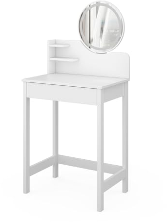 Vicco Schminktisch Weiß Surrey 60x127.5x40 cm - Der Frisiertisch, Schublade hält Daily-Essentials ordentlich verstaut, Oberfläche bleibt frei